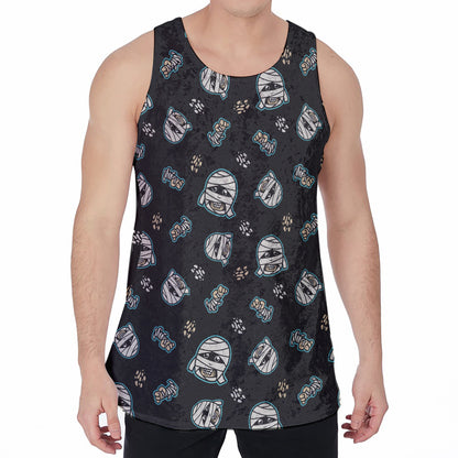 Cartoon Mummy Pattern Print Men's Velvet Tank Top