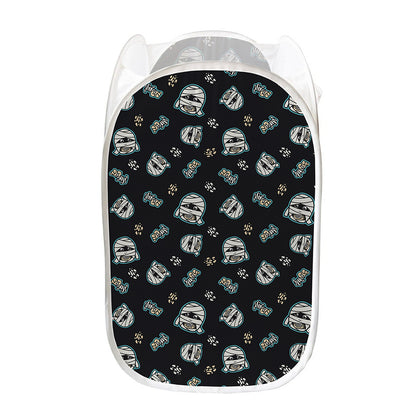 Cartoon Mummy Pattern Print Mesh Laundry Hamper