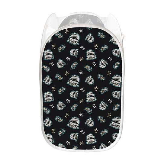 Cartoon Mummy Pattern Print Mesh Laundry Hamper