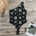 Cartoon Mummy Pattern Print One Shoulder Bodysuit