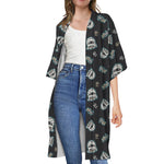 Cartoon Mummy Pattern Print Open Front Beach Cover Up
