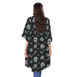 Cartoon Mummy Pattern Print Open Front Beach Cover Up