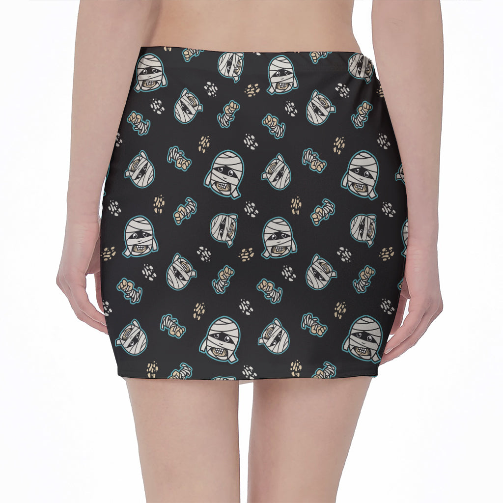 Cartoon Mummy Pattern Print Pencil Mini Skirt