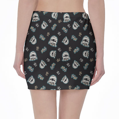 Cartoon Mummy Pattern Print Pencil Mini Skirt
