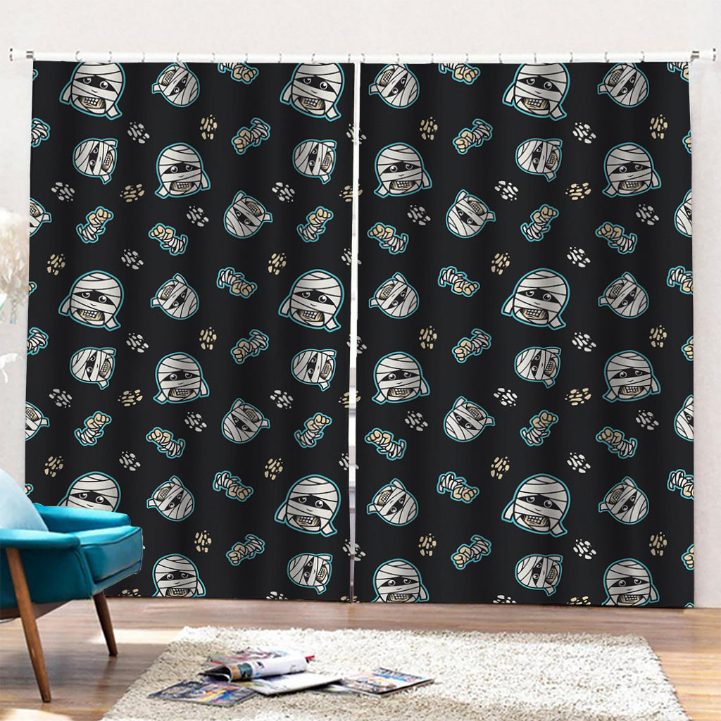 Cartoon Mummy Pattern Print Pencil Pleat Curtains