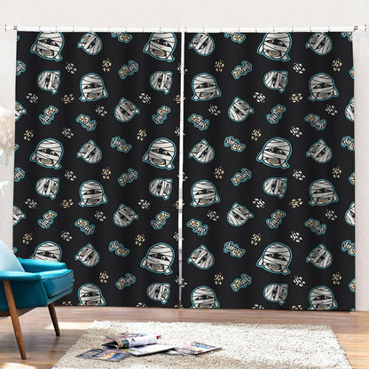 Cartoon Mummy Pattern Print Pencil Pleat Curtains
