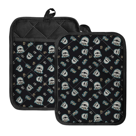 Cartoon Mummy Pattern Print Pot Holders With Pocket