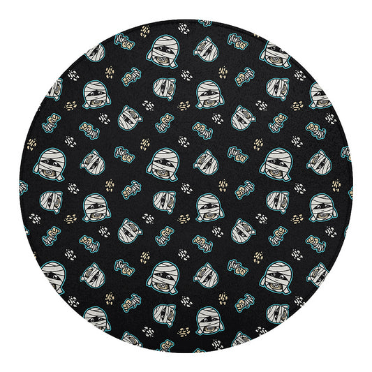 Cartoon Mummy Pattern Print Round Blanket