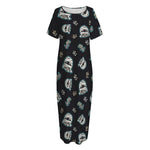 Cartoon Mummy Pattern Print Short Sleeve Long Nightdress