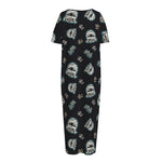 Cartoon Mummy Pattern Print Short Sleeve Long Nightdress