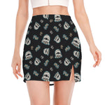Cartoon Mummy Pattern Print Side Slit Mini Skirt