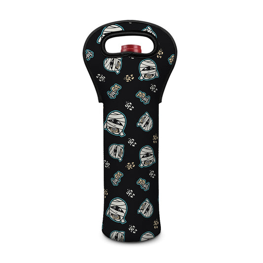 Cartoon Mummy Pattern Print Single Neoprene Wine Tote