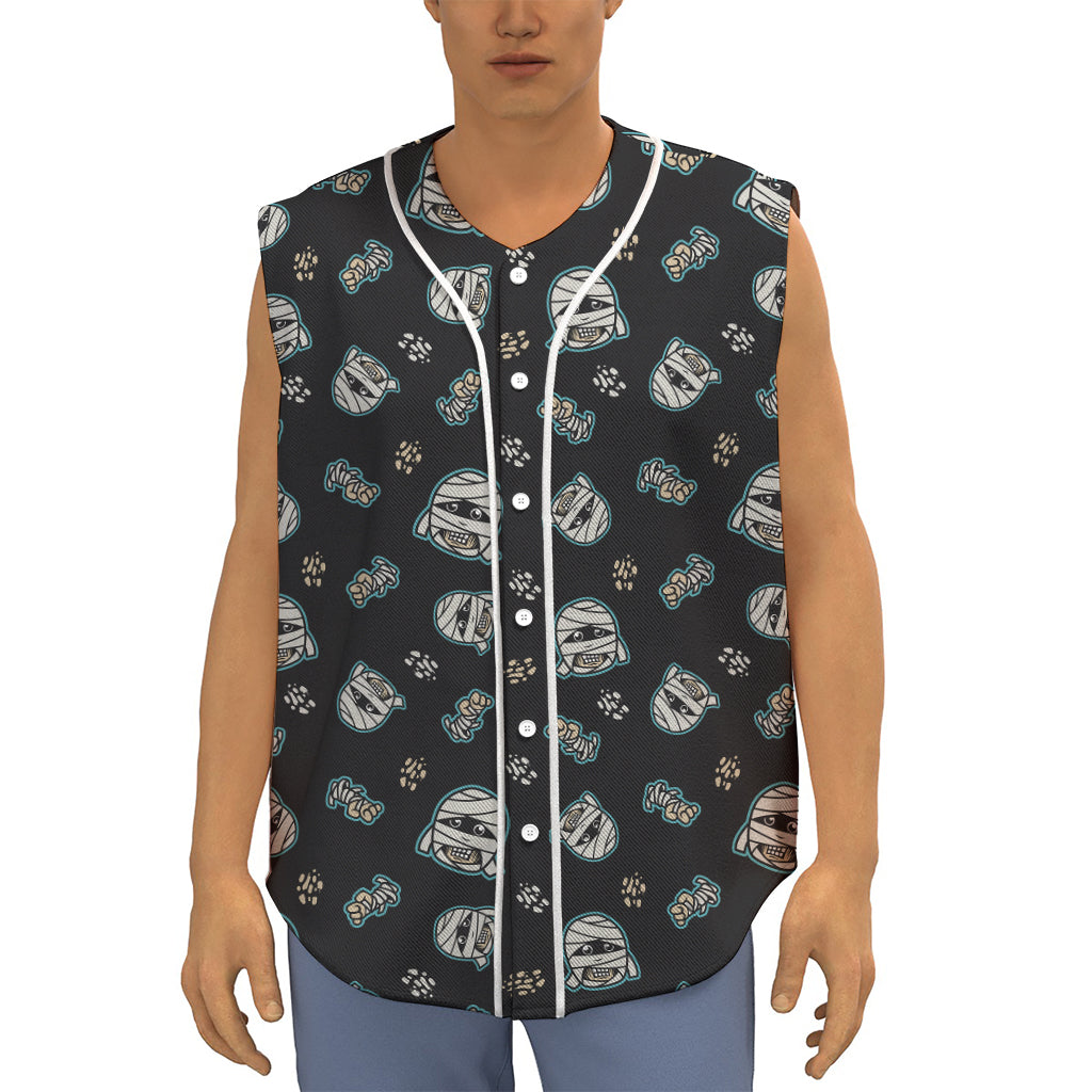 Cartoon Mummy Pattern Print Sleeveless Baseball Jersey