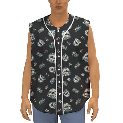 Cartoon Mummy Pattern Print Sleeveless Baseball Jersey