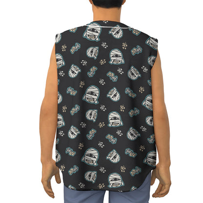 Cartoon Mummy Pattern Print Sleeveless Baseball Jersey