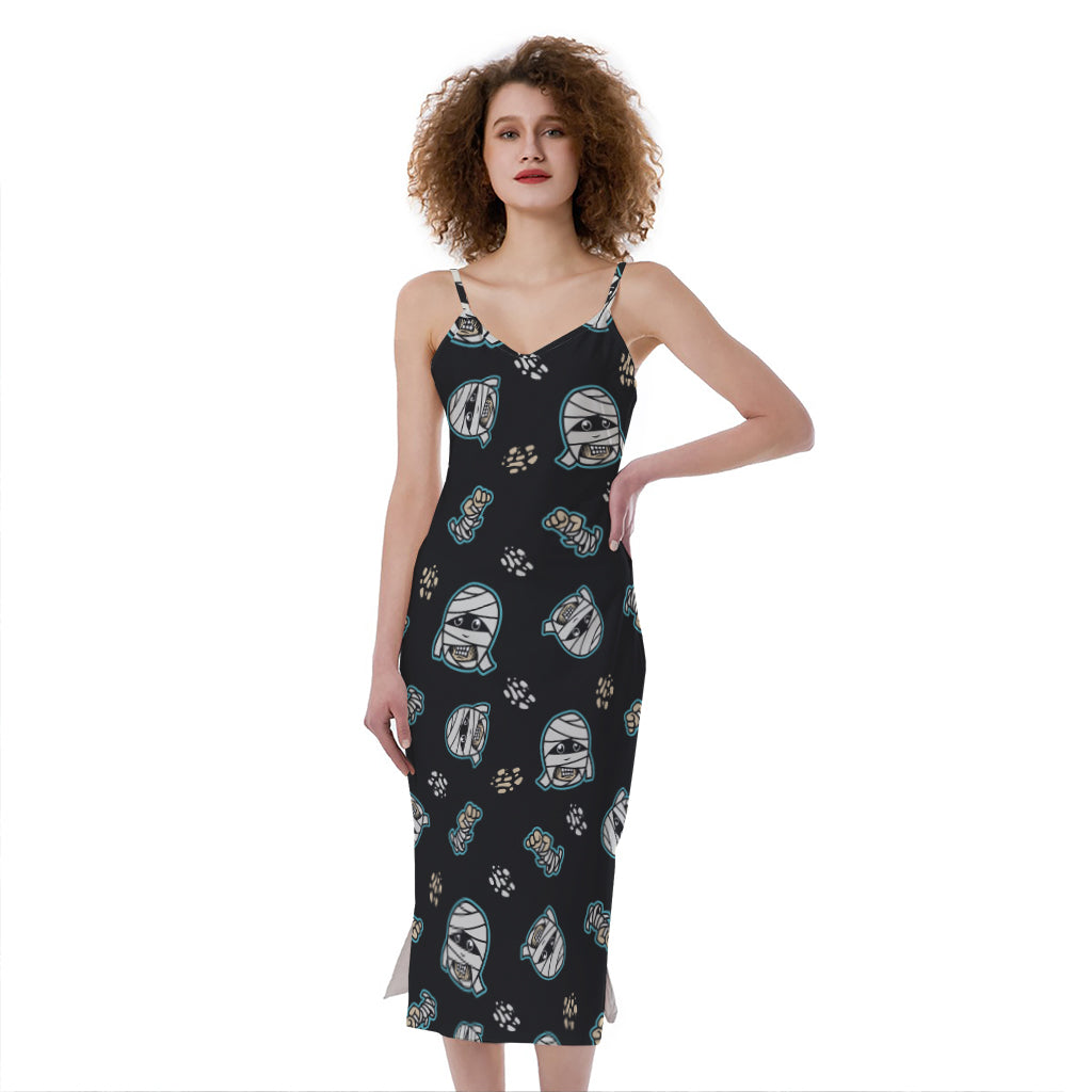 Cartoon Mummy Pattern Print Slim Fit Midi Cami Dress
