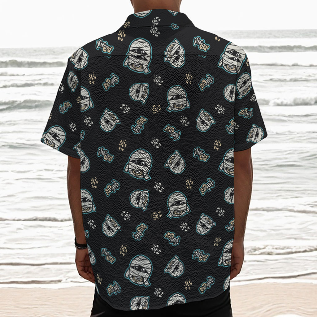Cartoon Mummy Pattern Print Textured Short Sleeve Shirt