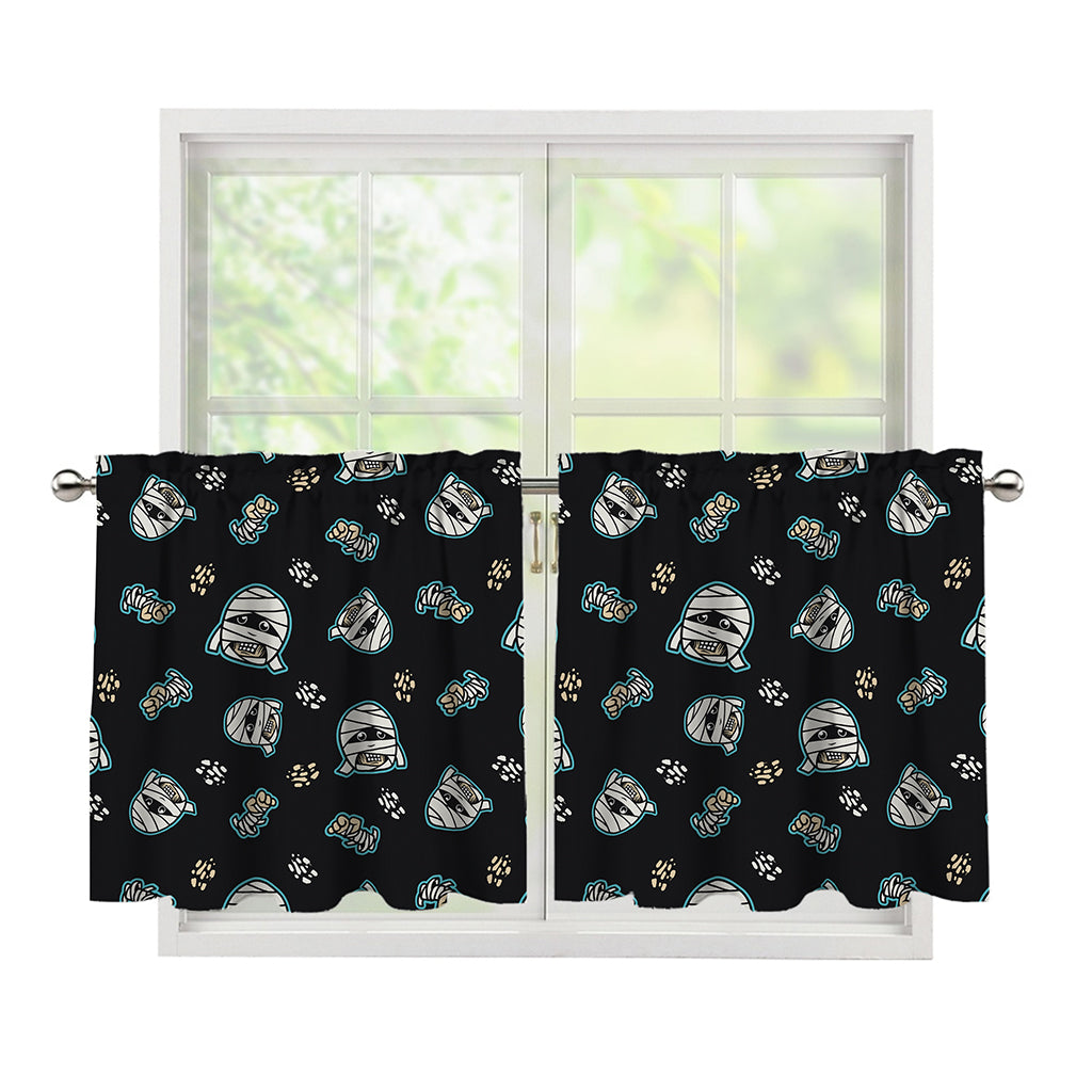 Cartoon Mummy Pattern Print Tier Curtains