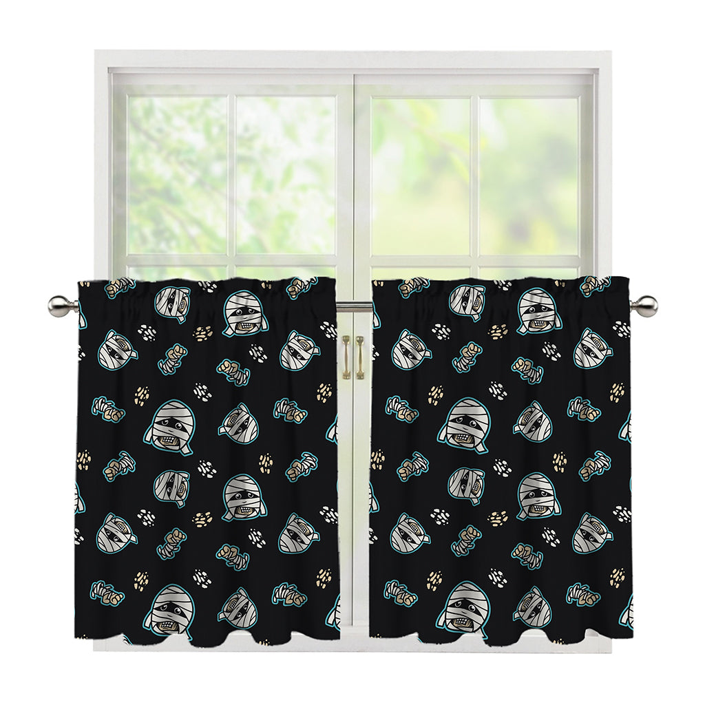 Cartoon Mummy Pattern Print Tier Curtains
