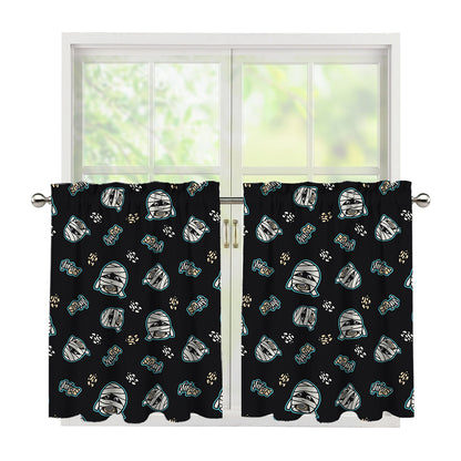 Cartoon Mummy Pattern Print Tier Curtains