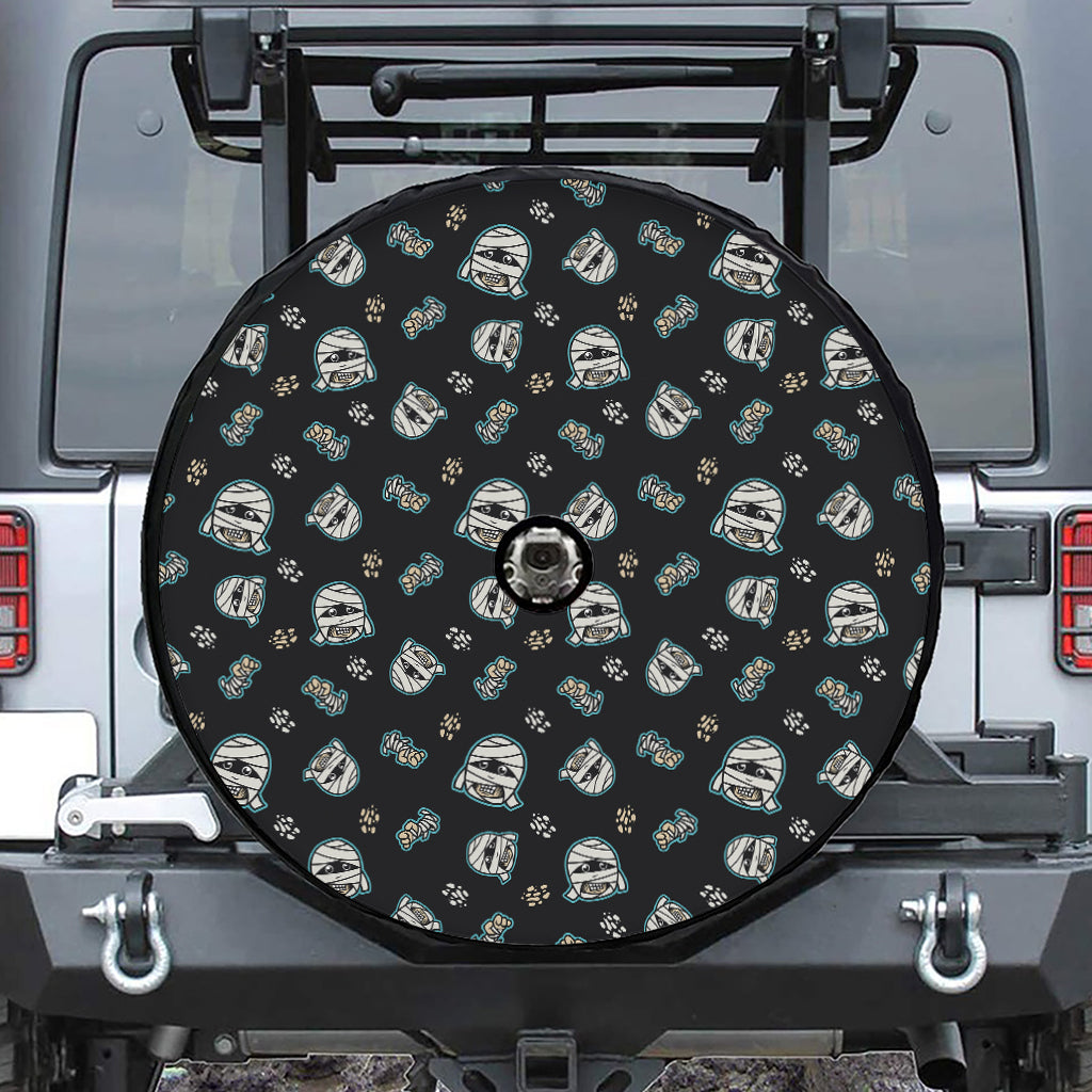 Cartoon Mummy Pattern Print Tire Cover With Camera Hole