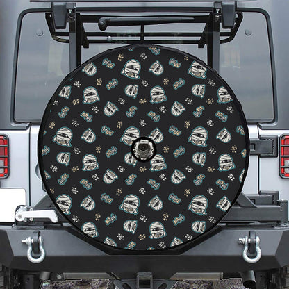 Cartoon Mummy Pattern Print Tire Cover With Camera Hole