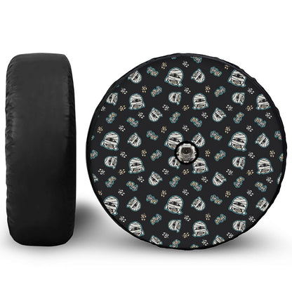 Cartoon Mummy Pattern Print Tire Cover With Camera Hole