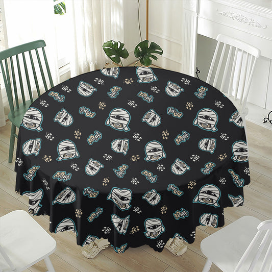 Cartoon Mummy Pattern Print Waterproof Round Tablecloth