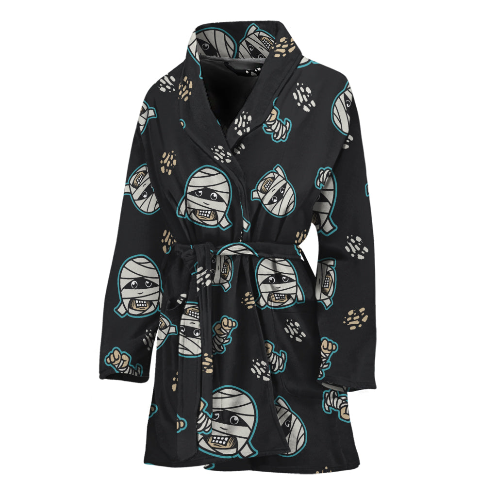 Cartoon Mummy Pattern Print Women's Bathrobe