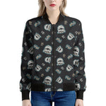 Cartoon Mummy Pattern Print Women's Bomber Jacket