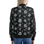 Cartoon Mummy Pattern Print Women's Bomber Jacket