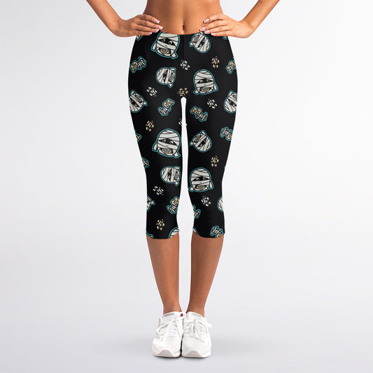Cartoon Mummy Pattern Print Women's Capri Leggings