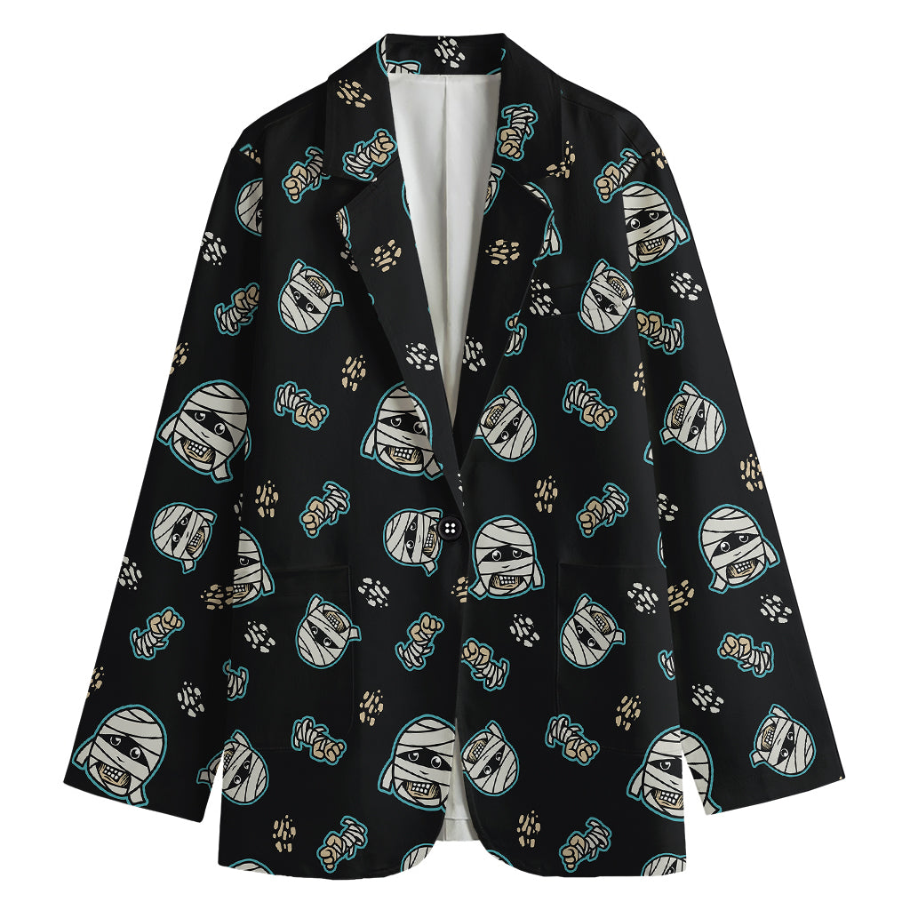 Cartoon Mummy Pattern Print Women's Cotton Blazer