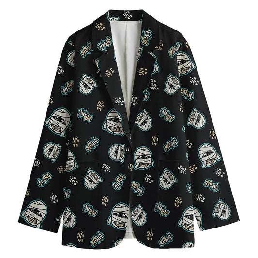 Cartoon Mummy Pattern Print Women's Cotton Blazer