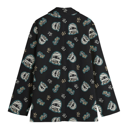 Cartoon Mummy Pattern Print Women's Cotton Blazer