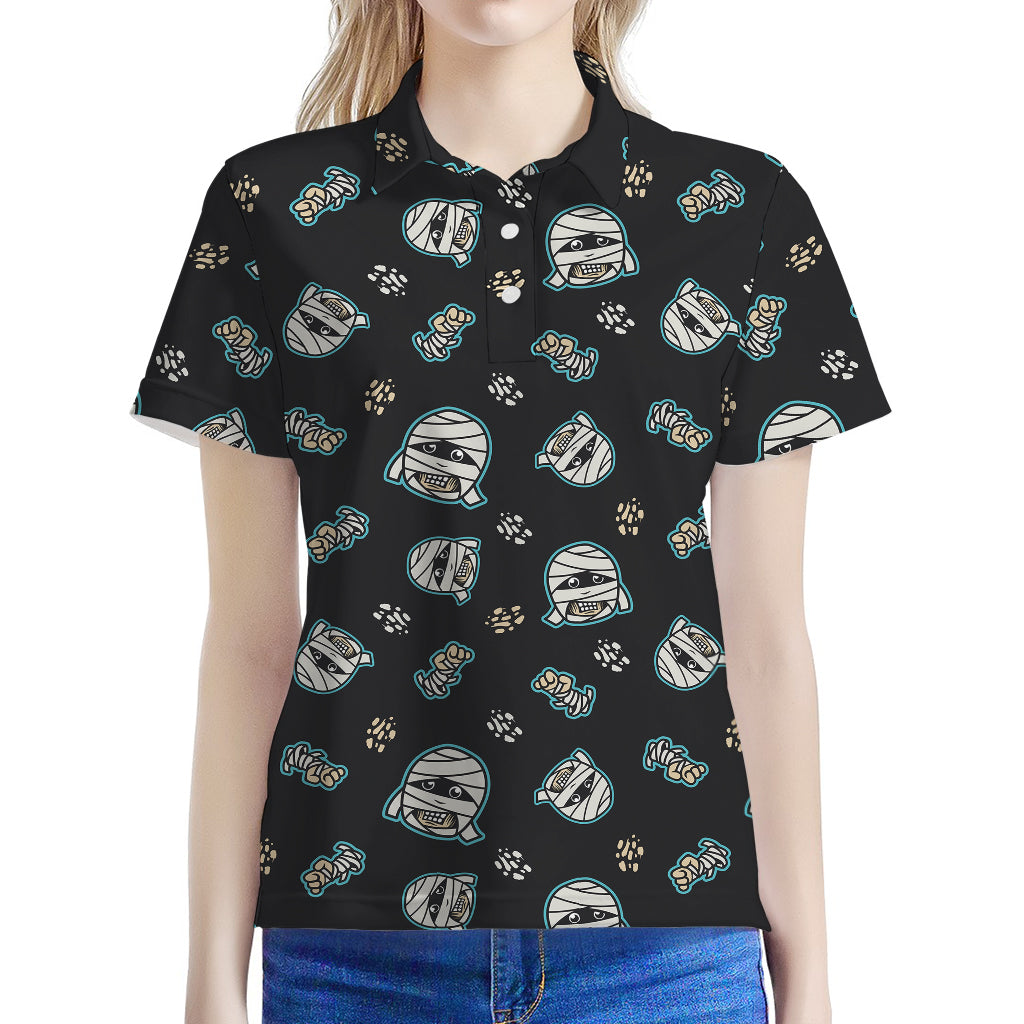 Cartoon Mummy Pattern Print Women's Polo Shirt