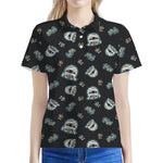 Cartoon Mummy Pattern Print Women's Polo Shirt