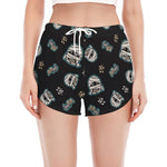 Cartoon Mummy Pattern Print Women's Split Running Shorts