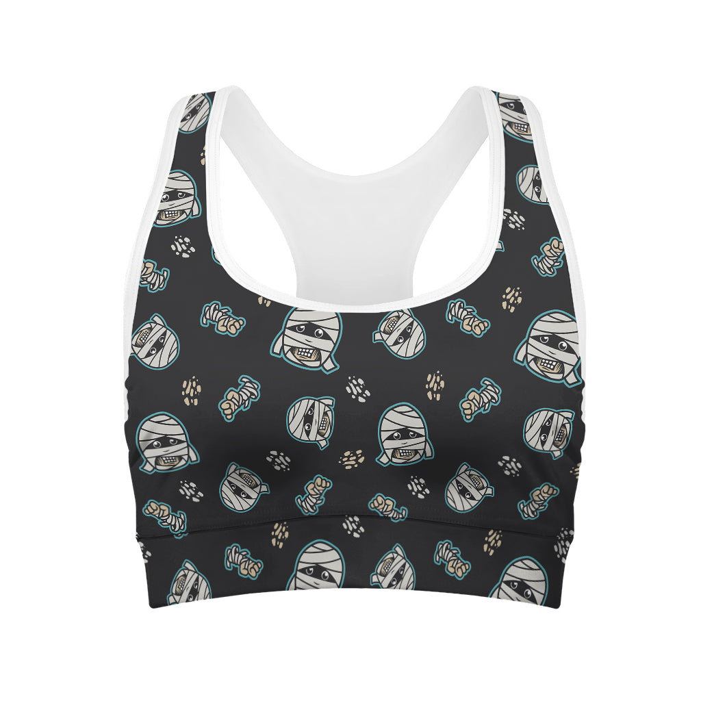Cartoon Mummy Pattern Print Women's Sports Bra