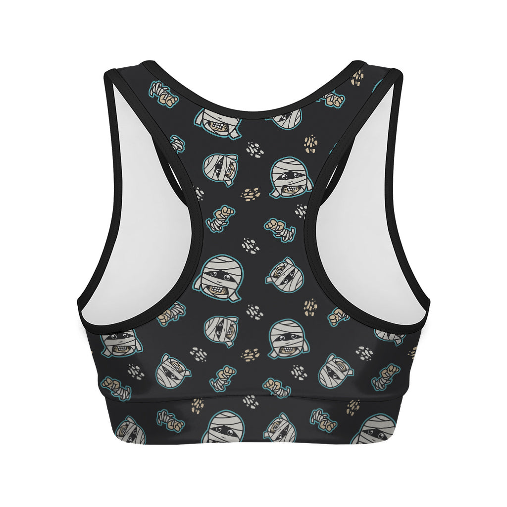 Cartoon Mummy Pattern Print Women's Sports Bra