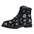 Cartoon Mummy Pattern Print Padded Collar Lace Up Boots