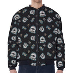 Cartoon Mummy Pattern Print Zip Sleeve Bomber Jacket