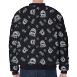 Cartoon Mummy Pattern Print Zip Sleeve Bomber Jacket