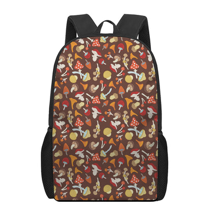 Cartoon Mushroom Pattern Print 17 Inch Backpack