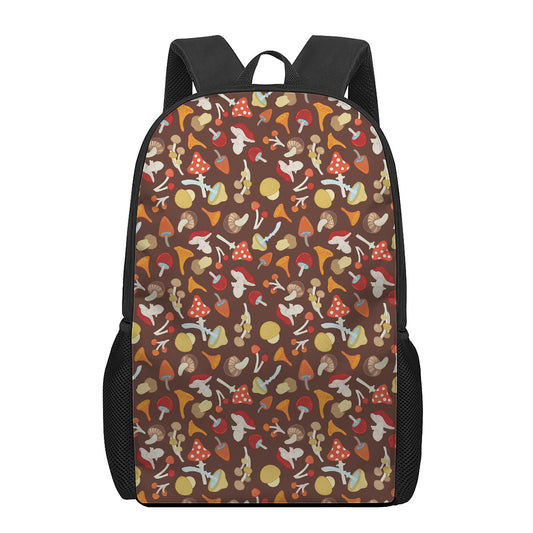 Cartoon Mushroom Pattern Print 17 Inch Backpack