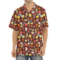 Cartoon Mushroom Pattern Print Aloha Shirt