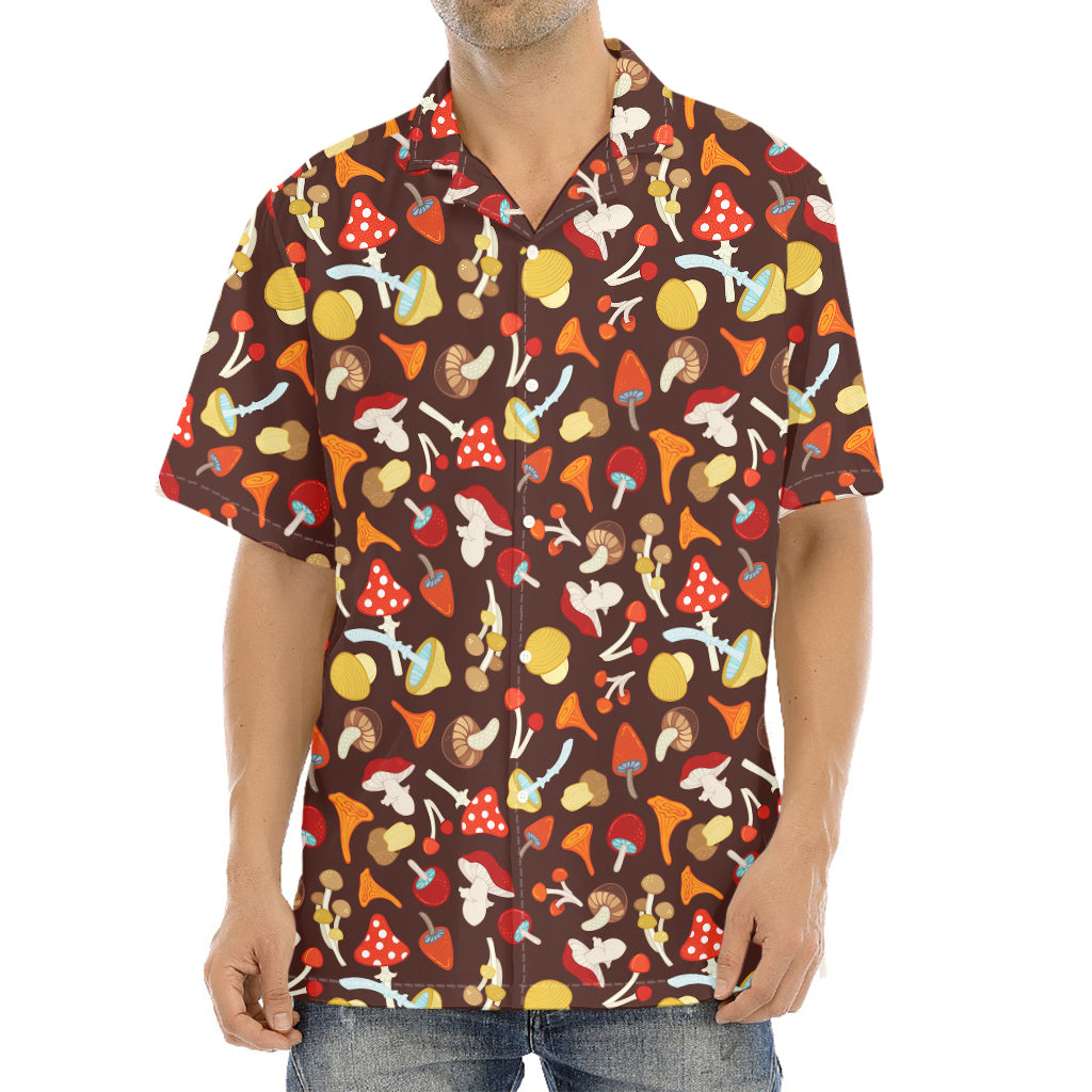 Cartoon Mushroom Pattern Print Aloha Shirt