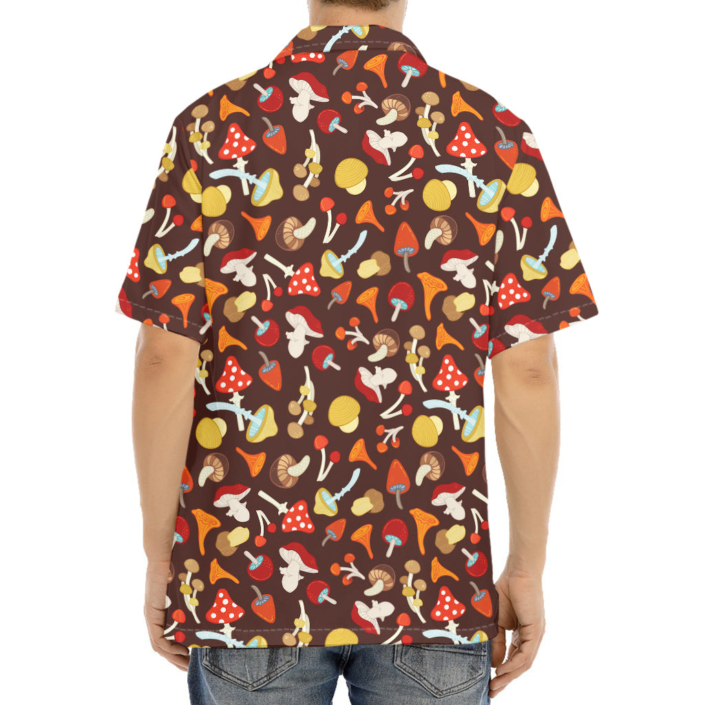 Cartoon Mushroom Pattern Print Aloha Shirt