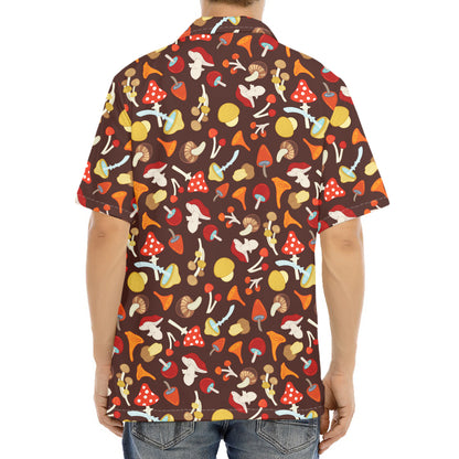 Cartoon Mushroom Pattern Print Aloha Shirt