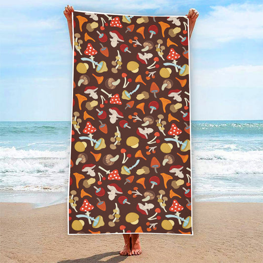 Cartoon Mushroom Pattern Print Beach Towel